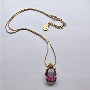 Genuine Christian Dior Oval Amethyst Pendant Necklace